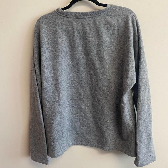 ZARA Marled Grey Soft Round Neck Long Sleeve Oversized Boxy Shirt Size Small - Picture 7 of 7